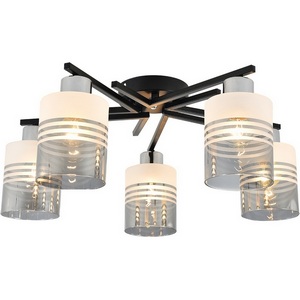 Изображение товара Потолочная люстра Escada Torenia 1132/5P 5x60Вт E27, металл/стекло, черный/хром, матовый/дымчатый