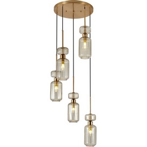 Изображение товара Подвесной светильник Escada Подвесной светильник Escada Gloss 1141/5S Beige 5x60 E14, металл/стекло, античная медь/бежевый