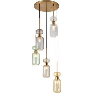 Изображение товара Подвесной светильник Escada Gloss 1141/5S CL/BG/GN/SM/AM 5x60 E14, металл/стекло, античная медь