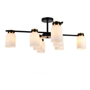 Изображение товара Потолочная люстра на штанге Escada Madison 8x40Вт E14, металл/стекло, черный/бронза, белый