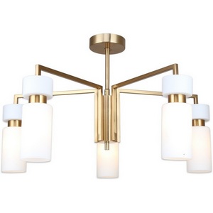 Изображение товара Потолочная люстра на штанге Escada Sonnet 5x40Вт E14, металл/стекло, бронза, белый плафон