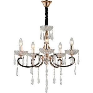 Изображение товара Подвесная люстра Escada Scaleona 2105/5P Gold 5x40Вт E14, металл/хрусталь, золото/прозрачный подсвечник с подвесками