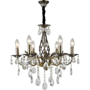 Изображение товара Подвесная люстра Escada Okere 2107/6P 6x40Вт E14, металл/хрусталь, античная бронза/прозрачный подсвечник с подвесками