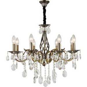 Изображение товара Подвесная люстра Escada Okere 2107/8P 8x40Вт E14, металл/хрусталь, античная бронза/прозрачный подсвечник с подвесками