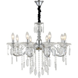 Изображение товара Подвесная люстра для гостиной мощностью 40 вт Escada Fantail 2111/8P Chrome 8x40Вт E14, металл/хрусталь, хром/прозрачный подсвечник с подвесками