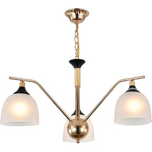 Изображение товара Подвесная люстра Escada Actinidia 2123/3P 3x40Вт E27, металл/стекло, черный/дерево, белый матовый плафон