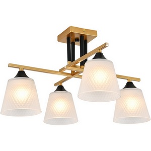 Изображение товара Люстра потолочная накладная с матовым плафоном на штанге Escada Deutzia 2128/4P 4x40Вт E27, металл/стекло, шампань, белый матовый плафон