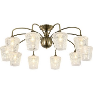 Изображение товара Потолочная люстра на штанге Escada Karera 2129/10P 10x40Вт E27, металл/стекло, античная бронза, прозрачный с рисунком плафон