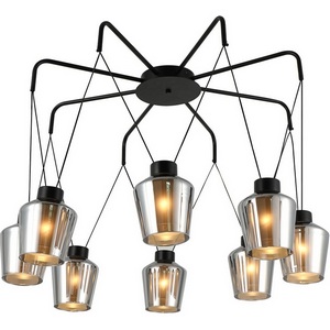 Изображение товара Подвесной светильник Escada Trenton 2140/8S 8x40Вт E27, металл/стекло, черный, дымчатый плафон