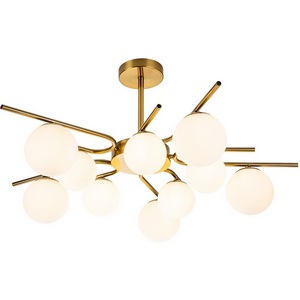 Изображение товара Потолочная люстра на штанге 642/10P E27*60W Escada Sphere Brass (плафоны шарики)