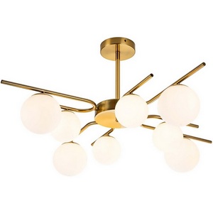 Изображение товара Потолочная люстра на штанге 642/8P E27*60W Escada Sphere Brass (плафоны шарики)