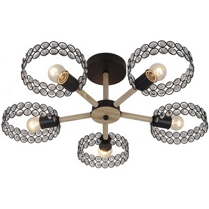 Изображение товара Потолочная люстра на штанге Escada Banjo 679/5P Black 5х60Вт Е27, металл/хрусталь, черный/дерево