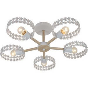 Изображение товара Потолочная люстра на штанге Escada Banjo 679/5P White 5х60Вт Е27, металл/хрусталь, белый/дерево