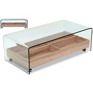 Изображение товара Стол журнальный ESF F-GW606 прозрачный/МДФ, Стекло (прямоугольная столешница, I I-образная опора)