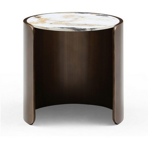 Изображение товара Стол журнальный ESF ET3095CL (D45) белая керамика/бронзовый/Керамика, Металл (круглая столешница)