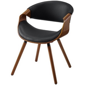 Изображение товара Стул ESF JY1829 черный PU/орех/Экокожа,Шпон,Массив дерева