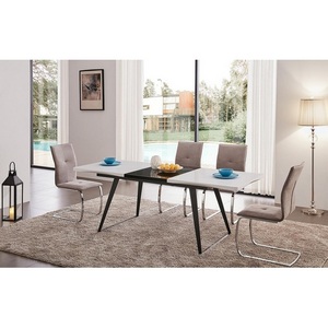 Изображение товара Стол вставка-бабочка на 8 персон DT-93 белый/черный ESF black/white (прямоугольная столешница, I I-образная опора)