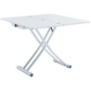 Изображение товара Стол квадратный белый подъемно-раскладной (раскрытая книга) на 4 персоны B2442-2R белый M014+W023 ESF БЕЛ (квадратная столешница, I I-образная опора)