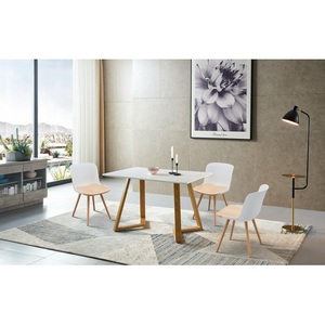 Изображение товара Стол с закругленными углами на 4 персоны B-019 белый ESF white (прямоугольная столешница, I I-образная опора)