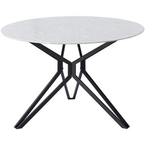 Изображение товара Стол на 4 персоны DT-63 мрамор/черный (d110) ESF DT-63marble/black(d110) (круглая столешница, 3 ножки)