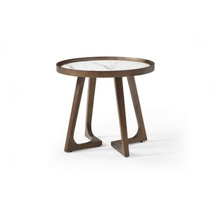 Изображение товара Стол журнальный CT3059 (D60) белая керамика (LIUJINBAI)/орех ESF 5705
