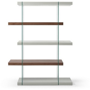 Изображение товара Стеллаж деревянный высотой 180 см HC-SC-001-A SO-323 глянец/белый/орех WA01-M-100 ESF 5773