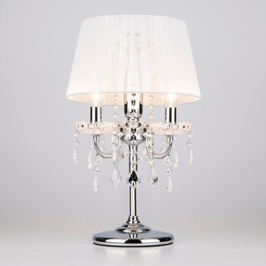 Изображение товара Хрустальная настольная лампа с подвесками 2045/3T хром/белый Eurosvet 2045 хром / белый подсвечник