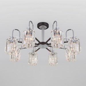 Изображение товара Потолочная люстра хрустальная 70090/8 Eurosvet Tenia графит (Умный дом, Алиса, WiFi, голосовое управление)