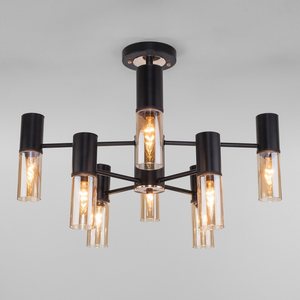 Изображение товара Потолочная люстра с черной арматурой 70125/8 Eurosvet TESORO черный (Умный дом, Алиса, WiFi, голосовое управление)