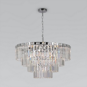 Изображение товара Подвесная каскадная люстра хрусталь 10130/10 хром Eurosvet Elegante (Умный дом, Алиса, WiFi, голосовое управление)