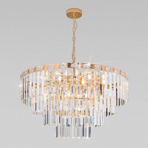 Изображение товара Подвесная каскадная люстра хрусталь 10130/10 золото Eurosvet Elegante (Умный дом, Алиса, WiFi, голосовое управление)