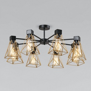 Изображение товара Потолочная люстра на штанге 70107/8 черный/латунь Eurosvet Trappola