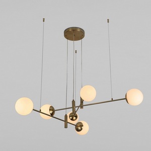 Изображение товара Подвесной светильник Eurosvet Planet 70146/6 латунь (Умный дом, Алиса, WiFi, голосовое управление) шарики