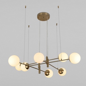 Изображение товара Подвесной светильник Eurosvet Planet 70146/8 латунь (Умный дом, Алиса, WiFi, голосовое управление) шарики