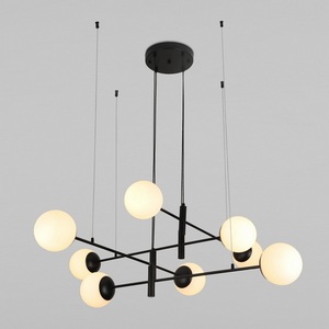 Изображение товара Подвесной светильник Eurosvet Planet 70146/8 черный (Умный дом, Алиса, WiFi, голосовое управление) шарики
