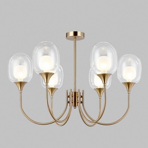 Изображение товара Потолочная люстра на штанге Eurosvet Spritz 70217/6 латунь (Умный дом, Алиса, WiFi, голосовое управление)