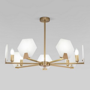 Изображение товара Потолочная люстра на штанге Eurosvet Marble 60158/7 латунь (Умный дом, Алиса, WiFi, голосовое управление)