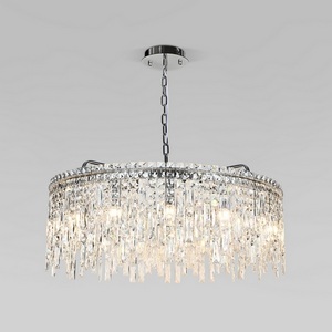 Изображение товара Люстра подвесная шириной 80 см хрустальная Eurosvet Blitz 60159 хром/ прозрачный хрусталь Strotskis (Умный дом, Алиса, WiFi, голосовое управление)
