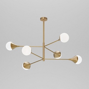 Изображение товара Потолочная люстра на штанге Eurosvet Calyx 60168/6 латунь (Умный дом, Алиса, WiFi, голосовое управление)