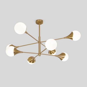 Изображение товара Потолочная люстра на штанге Eurosvet Calyx 60168/8 латунь (Умный дом, Алиса, WiFi, голосовое управление)