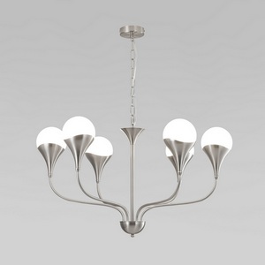 Изображение товара Люстра подвесная шириной 80 см Eurosvet Calyx 60169/6 никель (Умный дом, Алиса, WiFi, голосовое управление) шарики