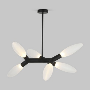 Изображение товара Потолочная люстра с черной арматурой на штанге Eurosvet Covalent 30180/6 черный (Умный дом, Алиса, WiFi, голосовое управление)