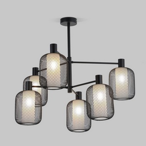 Изображение товара Потолочная люстра с черной арматурой на штанге Eurosvet Voile 30191/6 черный