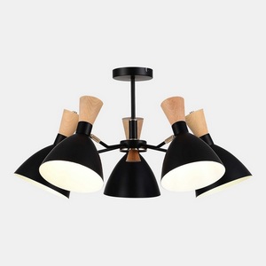 Изображение товара Потолочная люстра на штанге Evoluce SLE1256 SLE1256-402-05 Черный/Черный, Светлое дерево, Золотистый E14 5*40W