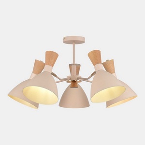 Изображение товара Потолочная люстра на штанге Evoluce SLE1256 Бежевый/Бежевый, Светлое дерево, Золотистый E14 5*40W