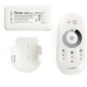 Изображение товара Контроллер диммер для светодиодной ленты с П/У белый, 12-24V, LD62 Feron 48029