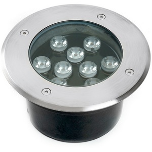 Изображение товара Встиваемый светодиодный светильник (грунтовый) Feron SP2803 48469 10W, AC12V, низковольтный, 3000К, металлик, 160*H90mm, вн.диаметр: 110mm, IP67