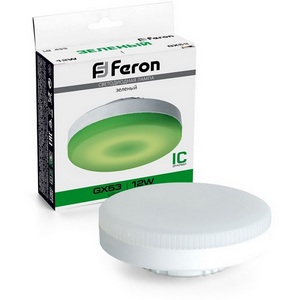 Изображение товара Лампа светодиодная GX53 таблетка 12W 175-265V GX53 зеленый Feron LB-455 48560