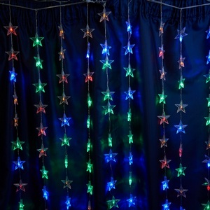 Изображение товара Гирлянда светодиодная led многоцветная Feron CL25 48609 занавес Звездочки 2*1м + 3м 220V мультиколор, статичная, c питанием от сети, прозрачный шнур