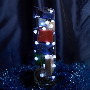 Изображение товара Гирлянда светодиодная статичная линейная Лед шарики статичная 3м + 0.3м 5000K с питанием от батареек Feron CL565 48610